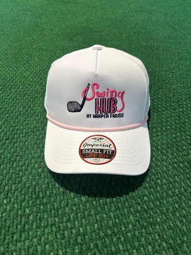 Swing Hub White Hat Pink Logo