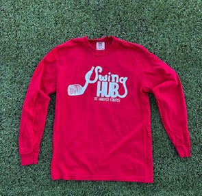 Swing Hub Red Comfort Color Long Sleeve Tee
