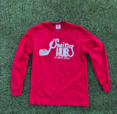 Swing Hub Red Comfort Color Long Sleeve Tee