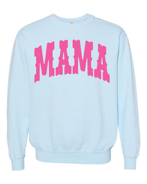 Mama Pink Light Blue Comfort Color Sweatshirt