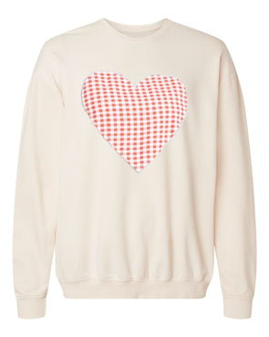 Heart Applique Cozy Crew Cream Sweatshirt